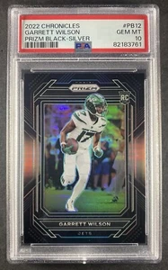 2022 Chronicles Garrett Wilson #PB-12 Prizm Black - Silver PSA 10 Gem Mint JETS - Picture 1 of 2