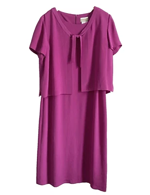 Платье-футляр и жакет Coldwater Creek Fuchsia розовое шелковое шифоновое комплект размер 12 - Изображение 1 из 4