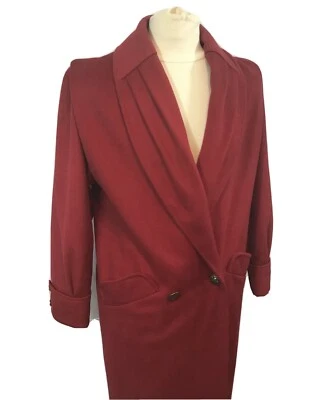 Classic Vintage Ladies Red FORSTMANN BRAETAN Full Length Wool Coat Size: Small  - Image 1 of 4