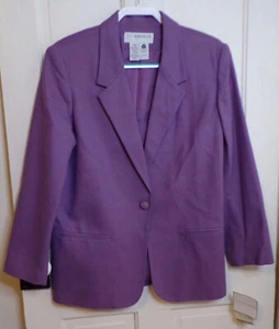 VTG Sag Harbor Women’s Lavendery Classic Woolmark Button Blazer Jacket Size 14P - Picture 1 of 6
