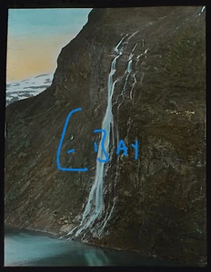 Photo EAGLE NEST DWELLINGS NORWAY C1920 Magic Lantern Slide MEROK SEVERN SISTERS - Picture 1 of 5