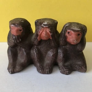 Estatuilla de colección de tres monos sabios ver no hablar no escuchar no malvada Japón - Imagen 1 de 6