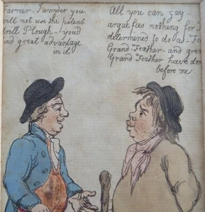 1780/1800 DISEGNO INCHIOSTRO ACQUERELLO SATIRICO UMORISTICO GRAN BRETAGNA - Foto 1 di 5