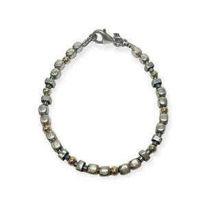 Silpada Sterling 925 Silver and 14k Gold Filled Geometric Bracelet 7.5 in B1213 - Picture 1 of 7