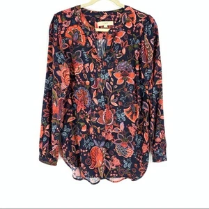 Blusa para mujer Ann Taylor LOFT floral rosa azul talla pequeña manga larga - Imagen 1 de 6