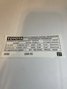 NEW Factory TOYOTA OEM LABEL EMISSION CONTROL 18-20 Camry 11298-0V392 - Picture 1 of 1