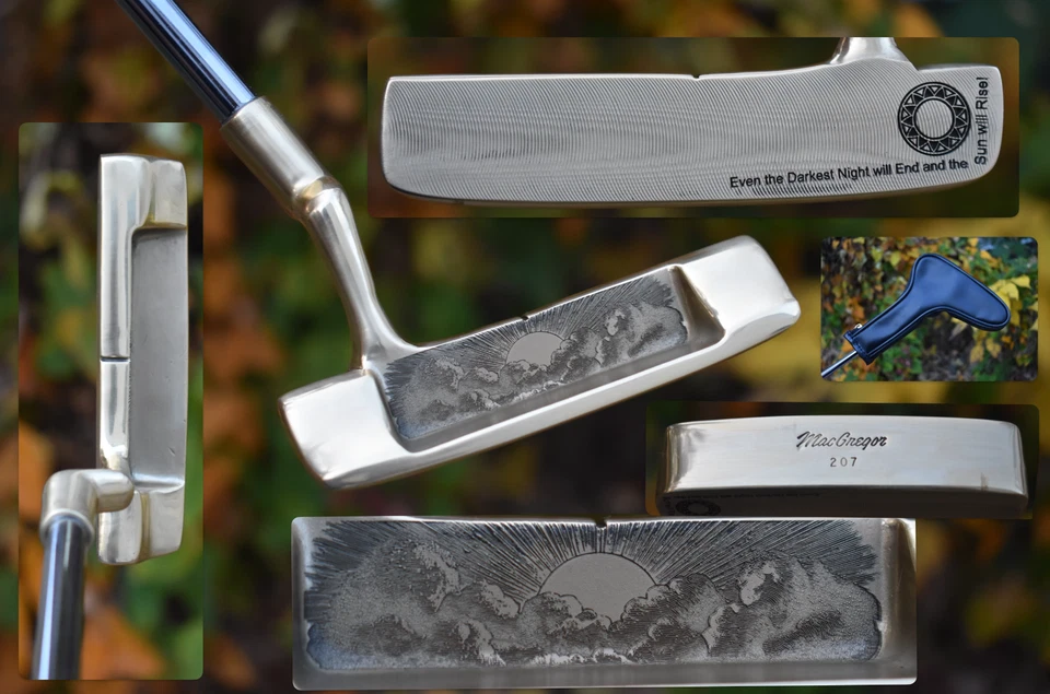 Stunning Gold Macgregor 207 Putter + Cover / MILLED & Engraved Sunrise / 35" RH - Image 1 of 4
