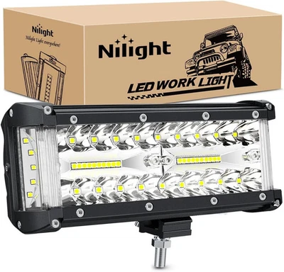 Nilight Side Shooter Light Bar 7 Inch Triple Row Spot Flood Combo Work Off Road - Bild 1 von 4