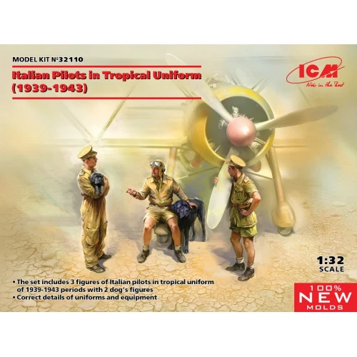 ITALIANS PILOTS IN TROPICAL UNIFORM (1939-1943) KIT 1:32 Icm Kit Figure Militari - Immagine 1 di 1