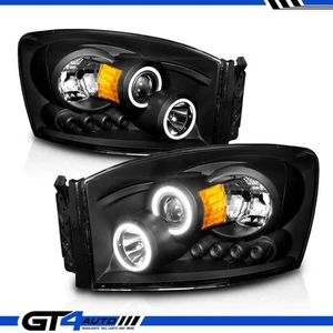 Par de faros proyectores LED negros halo para Dodge Ram 1500 2500 3500 2006-2008 - Imagen 1 de 4