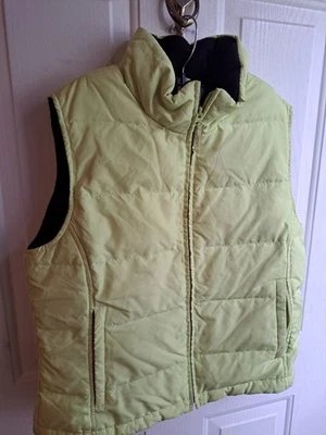 Athletic Works Lime Puffer Vest Size Medium Zip Up Pockets - Image 1 of 4
