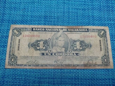 🇳🇮 Nicaragua 1 cordoba 1960 P-99c P-99  banknote 111525-10 - Image 1 of 3