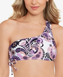SALT COVE WOMENS PRINTED ONE-SHOULDER S SWIRL TWIRL TAUPE M - Picture 1 of 3