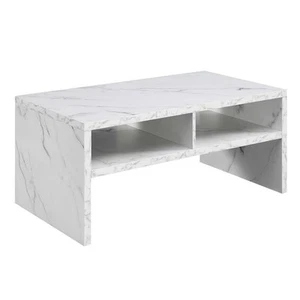 Northfield Admiral Deluxe Coffee Table with Shelves in White Marble Wood Finish - Picture 1 of 7
