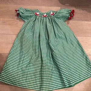 SOUTHERN SUNSHINE MÄDCHEN 4T GRÜN WEIHNACHTSMANN GESMOKTES WEIHNACHTSKLEID - Bild 1 von 8