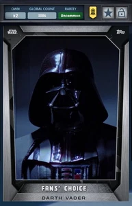 2016 DARTH VADER FANS CHOICE 5 STANDARD *AWARD* SWCT DIGITAL - Picture 1 of 2