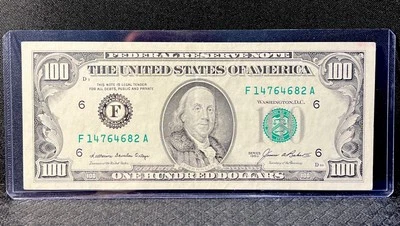 1985 $100 One Hundred Dollar Bill NOTE - F14764682A - ATLANTA GA - Image 1 of 4
