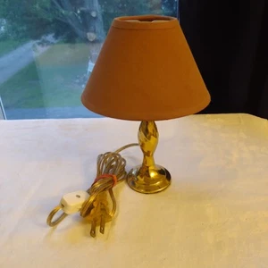 Tiny Electric Brass Swirl Table Lamp/Shade Works 8.2"H Base 2 3/8" Bulb Included - Picture 1 of 10