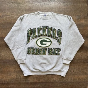 VTG 90's Mens L Gray Logo 7 x NFL Green Bay Packers Sportswear Essential Sweat - Picture 1 of 6
