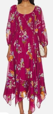 FREE PEOPLE Red Earth Combo Morning Glory Floral Maxi Dress XS S Cottagecore - Image 1 of 4