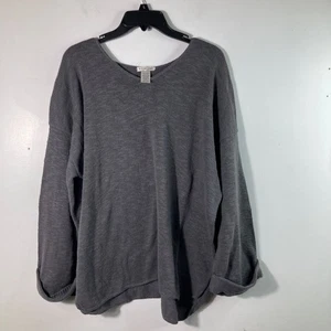 Womens Avalin V Neck Cotton Sweater Gray OS 3/4 Sleeve Boxy - Picture 1 of 8