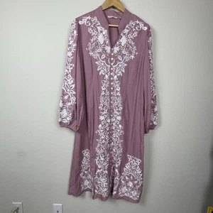 Soft Surroundings XL Briony Embroidered Rayon Boho Resort Maxi Dress - Picture 1 of 8