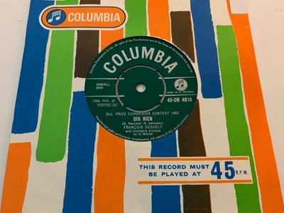 FRANCOIS DEGUELT Dis Rien EUROVISION 'RARE' 1962 UK Columbia DB4815 NEAR MINT - Image 1 of 2