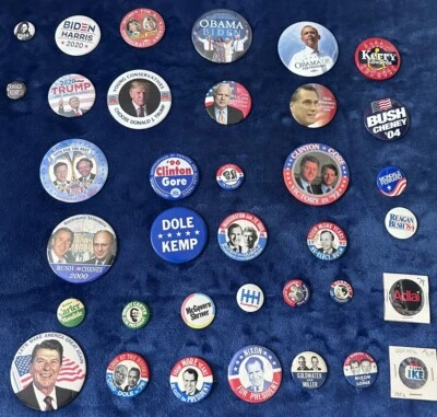 76 Años Repub & Dem Campaña Presidencial Botones de las últimas 19 elecciones Foto 1 de 4