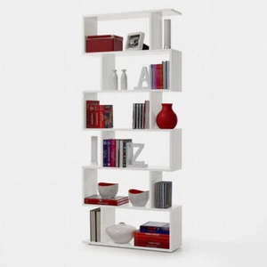 Libreria Alta Moderna Design A Zig Zag 80x25x192 Effetto Legno Athena Scaffale - Foto 1 di 6