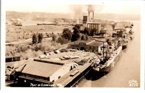 RPPC - Longview, Washington - Ein Blick auf den Hafen von Longview - 1927 - Bild 1 von 2