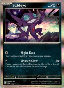 Pokemon Scarlet & Violet Paldea Evolved Sableye Holo Rare 13/193 English NM/MT - Picture 1 of 2
