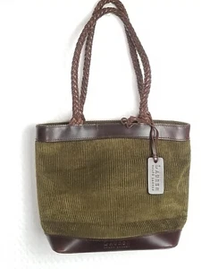 Libro de bolsillo de pana/cuero verde para mujer LAUREN RALPH LAUREN con asas trenzadas - Imagen 1 de 8