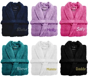 New EMBROIDERED PERSONALISED TOWELLING ROBE  Ideal Gift  ANY NAME  100% Cotton - Picture 1 of 12