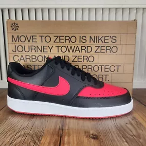 Nike Court Vision Lo NN Next Nature Mens 9.5 Black Red Sneakers Shoes FJ0685-010 - Picture 1 of 11