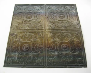Antique Metal Tin Salvaged  24 Inch x 24 inch Ceiling  Panels - Picture 1 of 10