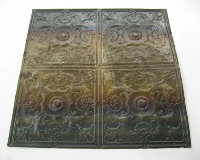 Antique Metal Tin Salvaged  24 Inch x 24 inch Ceiling  Panels - Image 1 of 4