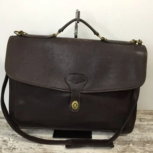 VTG Jack Georges Dark Brown Leather Briefcase Turn Lock Attaché Messenger Bag - Picture 1 of 12
