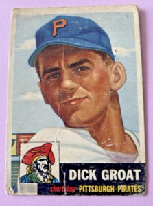 1953 Topps #154 Dick Groat GD Pirates creases - Black Bio JSNICESTUFF Duke HOF - Picture 1 of 2