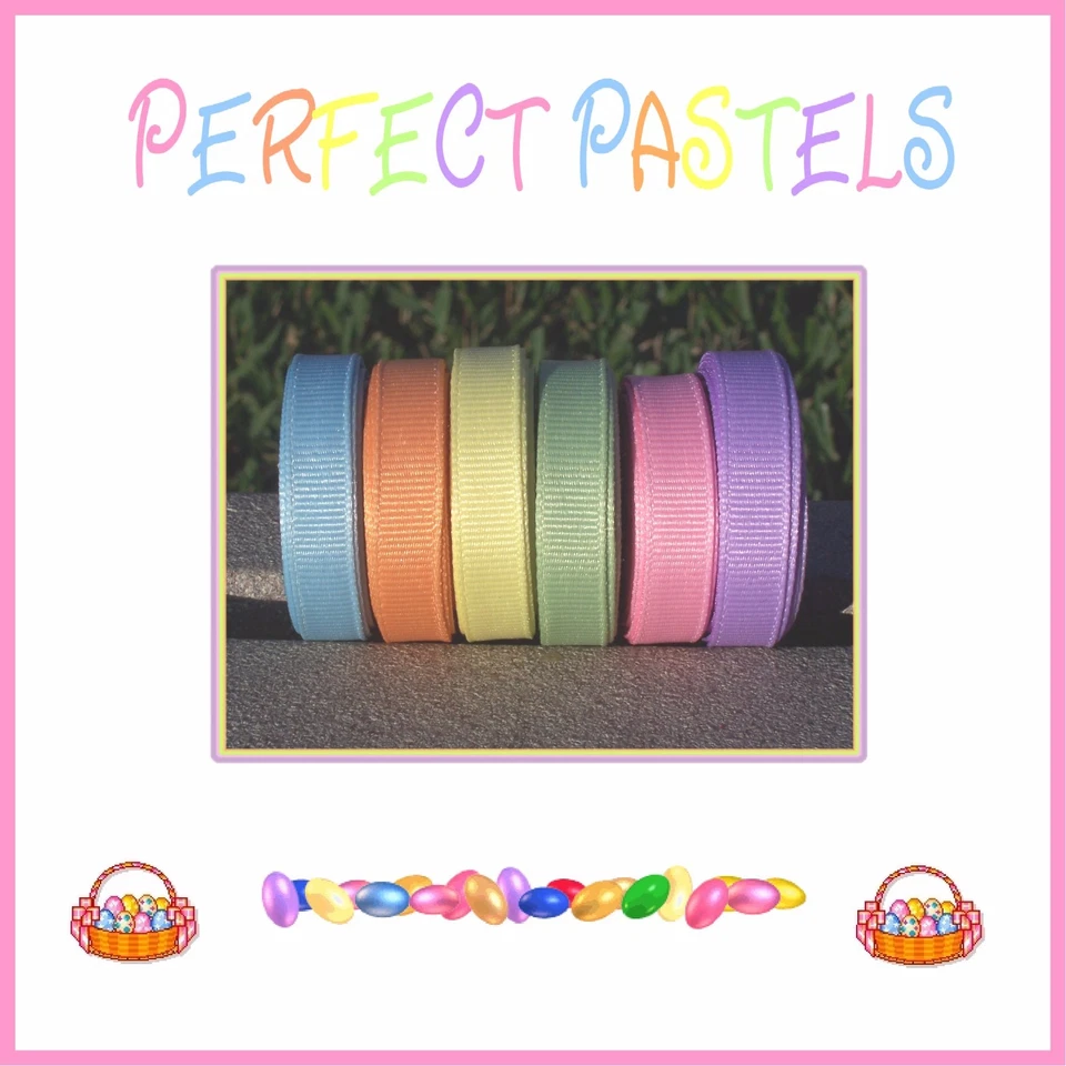 30 yards 3/8" EASTER SPRING PERFECT PASTELS Grosgrain Ribbon Lot - Image 1 of 1