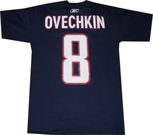 Washington Capitals Alex Ovechkin Reebok Net Print Navy Shirt New tags Small - Picture 1 of 4