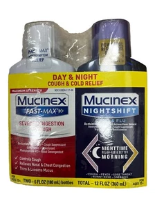 Mucinex Fast-Max & NightShift Combo Pack - Max Strength 6 Fl Oz EXP 12/2025 - Picture 1 of 1