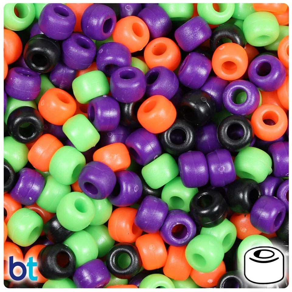 BeadTin Halloween Mix Matte 9mm Barrel Pony Beads (500pcs) - Image 1 of 1