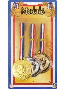 Children 3 Plastic Medals Gold Silver Bronze for Competition Winner Party filer - Picture 1 of 8