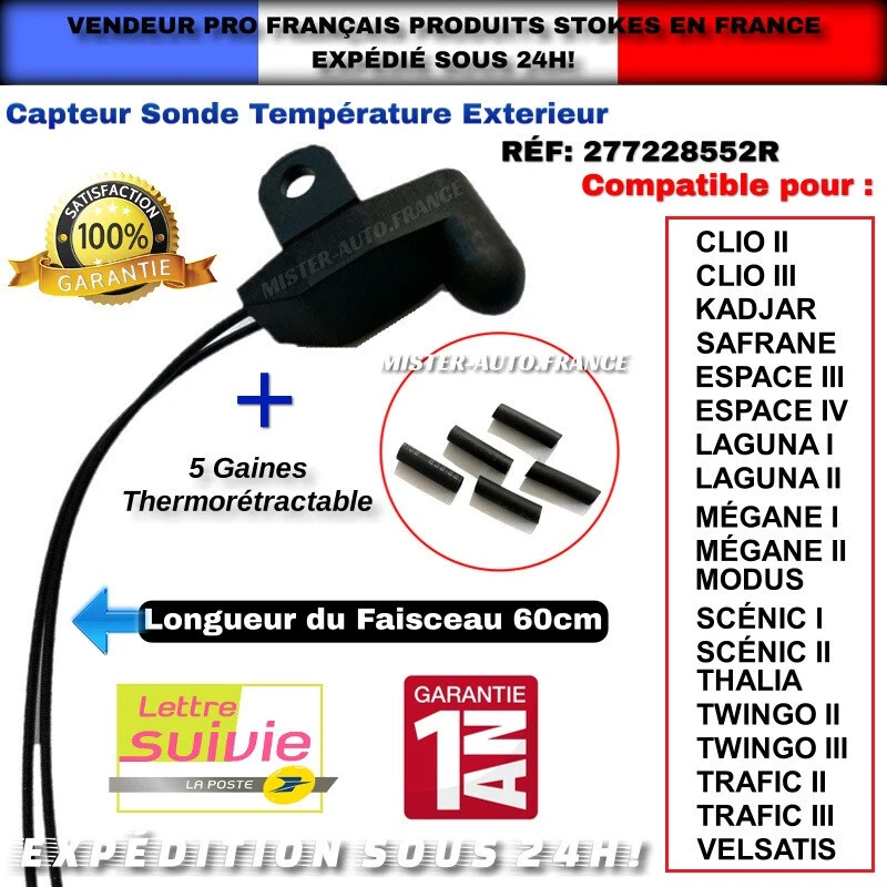 CAPTEUR SONDE TEMPÉRATURE AIR EXTÉRIEUR✅LAGUNA 1/2 MEGANE 1/2 SCENIC 1/2 MODUS + - Imagen 1 de 4