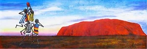 AFL OUTBACK GRAND FINAL PAINTING ART PRINT AUSSIE RULES  ULURU ABORIGINAL - Picture 1 of 4