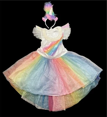 *Girls Kids Sequins Fancy Princess Cosplay Party Costume Outfit Unicorn Size M - Image 1 of 4