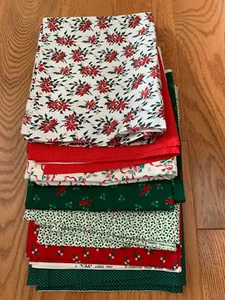 Christmas Holiday Quilting Fabric Lot 7 Yards Vintage 90's 1 Yd Pieces Cotton - Picture 1 of 9