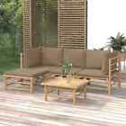 Vidaxl 5 Piece Garden Lounge Set With Taupe Cushions  Bamboo Aus