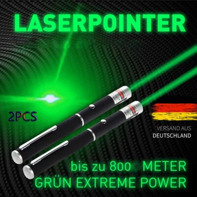 AMSUER 2PCS Laserpointer Grün 800 METR Reichweite EXTREM STARK / SEHR HELL 1mW DHL