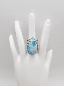 NEW LARIMAR NATURAL DOMINICAN REPUBLIC STERLING SILVER 925 JEWELRY RING 11.4 GR. - Picture 1 of 5